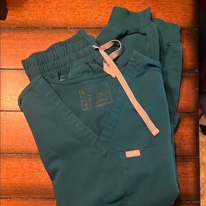 Figs scrub set teal blue high waist M/S